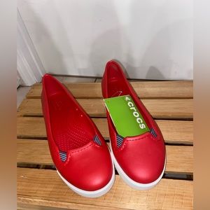 NWT crocs red flats size 8W